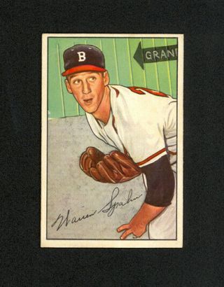 1952 Bowman Warren Spahn 156 - Boston Braves - Ex,