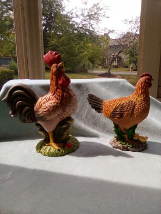 Vintage Rooster And Hen Figurines