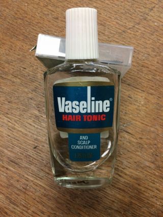 Vintage Barber Collectible Vaseline Hair Tonic In Glass Bottle