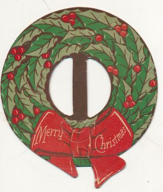 Vintage Die Cut Christmas Wreath Cardboard Decoration