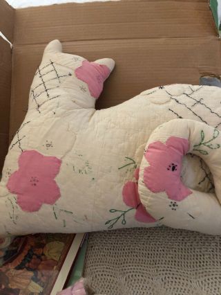 Vintage Quilt Kitty Cat Pillow And Quilt Ball