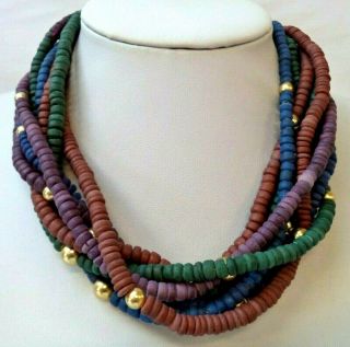 Stunning Vintage Estate Multi Strand Colorful Beaded 17 " Necklace 2662x