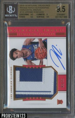 2018 - 19 National Treasures Bronze Jerome Robinson Rpa Rc Patch Auto /25 Bgs 9.  5