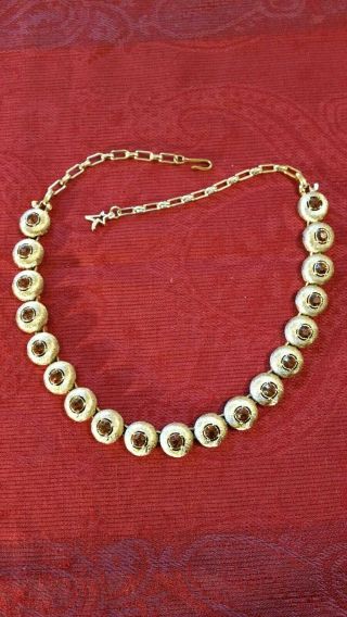 Vintage Costum Jewellery Topaz Rhinestones Necklace.  Unbranded.  137