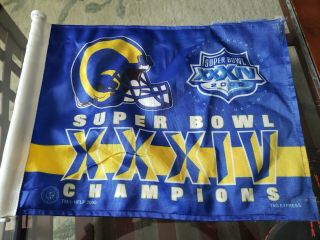 Los Angeles Rams St.  Louis Vintage 2000 Bowl Xxxiv Champions Car Flag