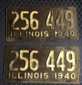 Illinois 1940 Pair License Plate 256 449