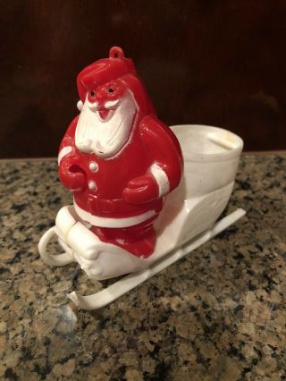 Vintage Rosen Plastic Santa In A White Sleigh Candy Container 1950 