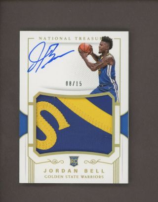 2017 - 18 National Treasures Jordan Bell Rpa Rc Rookie Patch Auto 8/15
