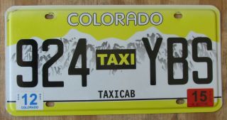 Colorado Taxi License Plate 2015 924 Ybs