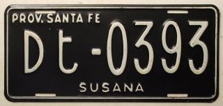 1960s Argentina Santa Fe License Plate Tag - Susana - Exc