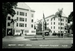 Vintage Orange Court Hotel Rppc Postcard 1950s Orlando Florida