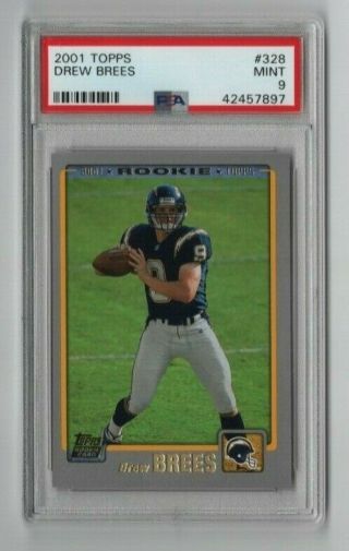 Drew Brees 2001 Topps Rookie Rc Graded Psa 9 Card 328 Label