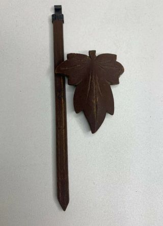 Vintage Maple Leaf Carved Cuckoo Clock Pendulum German