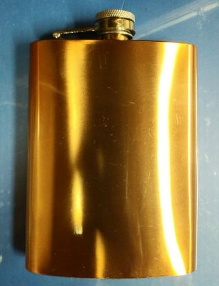 Vintage Whiskey Flask 8oz Stainless Steel Classic Vintage Model Copper Colored.