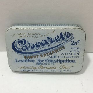 Vintage Cascarets Eat Like Candy Cathartic Laxative Tin Sterling Products Empty