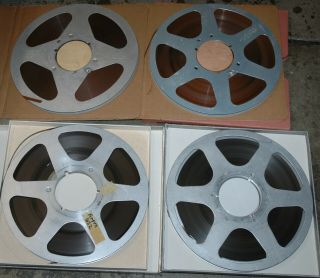 Qty Of 4x 10.  5 " 1/4 " Metal Reel Tapes Various Brand Scotch Audio Devices Vintage