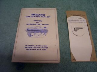 Mohawk Airlines One - Eleven Fan - Jet Program & Admittance Ticket 1965 Rochester Ny