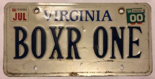 License Plate Virginia Vanity Personalized Boxr One Boxer Boxing Dog Vet