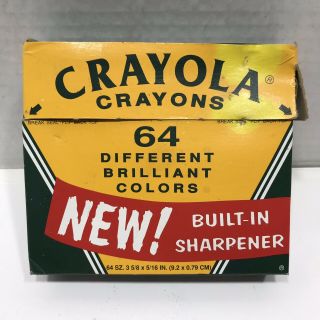 Vintage Crayola Crayons 64 Pack Box With Built In Sharpener