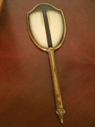 Vintage Victorian Style Hand Held Vanity Mirror With Gold And Black Decor