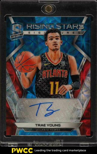 2018 Panini Spectra Neon Blue Rising Stars Trae Young Rookie Rc Auto /60 (pwcc)