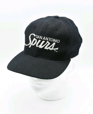 Vintage San Antonio Spurs Sports Specialties Snapback Black Hat Script 100 Wool