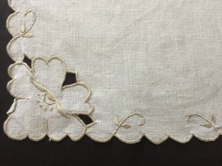Vintage Linen Embroidered 3 Pc.  Dresser Scarf/table Runner