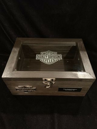 Harley Davidson Wood Glass Display Jewelry/watch Box