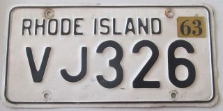 Rhode Island 1963 License Plate Quality Vj326