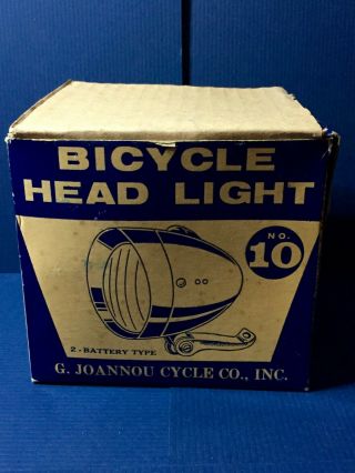 G.  Joannou Cycle Co.  No 10 Bicycle Head Light - in Orig.  Box Immaculate 3
