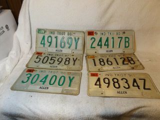 Vintage License Plates - - 6 Indiana Assorted Truck License Plates - - 1986 - 1991 - -