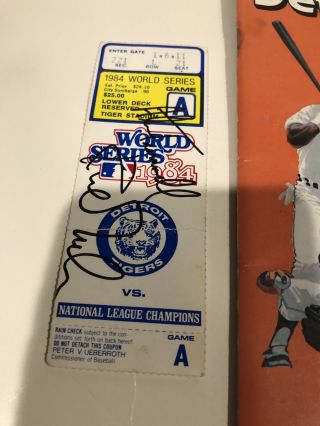 Detroit Tigers 1984 World Series Ticket Stub Autographed By 2 Hof With Yearbook