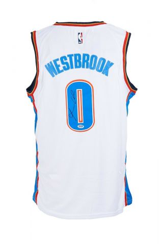 Nba Oklahoma City Thunder No.  0 Russell Westbrook Autographed Jersey Psa/dna