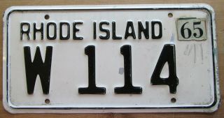 Rhode Island 1965 License Plate Quality W 114