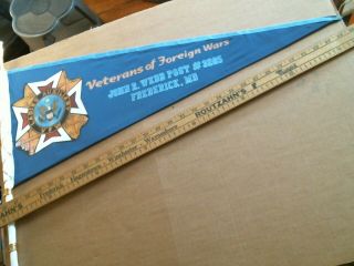 Frederick Md Vfw Post 3285 Pennant Vintage Old Veterans Foreign Wars Display