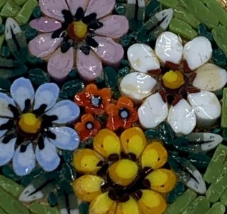 Large Vintage Millefiori Micro Mosaic Flower Pin Brooch Signed Italy