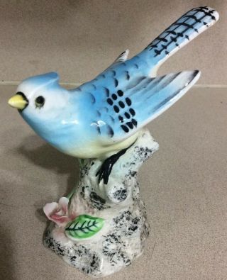 Vintage Ceramic Porcelain Blue Jay Bird Figurine Japan
