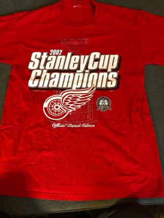 Detroit Red Wings 2002 Stanley Cup Champions Parade Shirt Large Never Worn