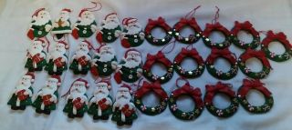 Vintage Santa Wreath Ornament Polymer Clay Christmas