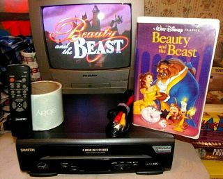 Samtron 4 Head Hi - Fi Vcr Sv - C90 - W/original Remote -,  Beauty & The Beast Vhs