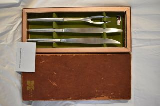 Vintage Kalmar Design Italy Stainless Steel Carving Set Two Knives And Fork