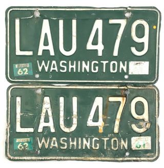 1958 Base Washington License Plate Pair Lau479
