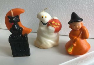 Vtg Gurley Halloween Candles Witch,  Ghost,  And Black Cat