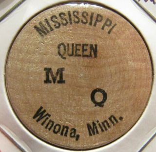 Vintage Mississippi Queen Winona,  Mn Wooden Nickel - Token Minnesota