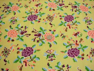 Vtg Wamsutta Quilt/craft Cotton Asian Peonies & Pomegranates Great Colors - 45x3yd