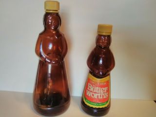 Two Vintage Glass Mrs.  Buttersworth Bottles
