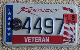 Kentucky Army Veteran Military Motorcycle License Plate