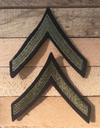 Vintage Wwii Private First Class Chevron Stripes Rank Patch Set Pair Patches