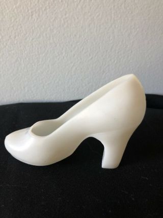 Vintage White Plastic High Heeled Ladies Shoe Form For Crochet Pin Cushion 1950s