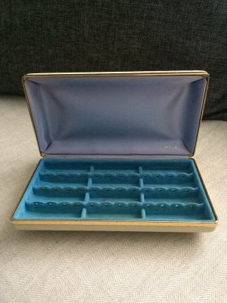 Vintage Mele Hard Shell Jewelry Case & Earring Holder Organizer Textured Box